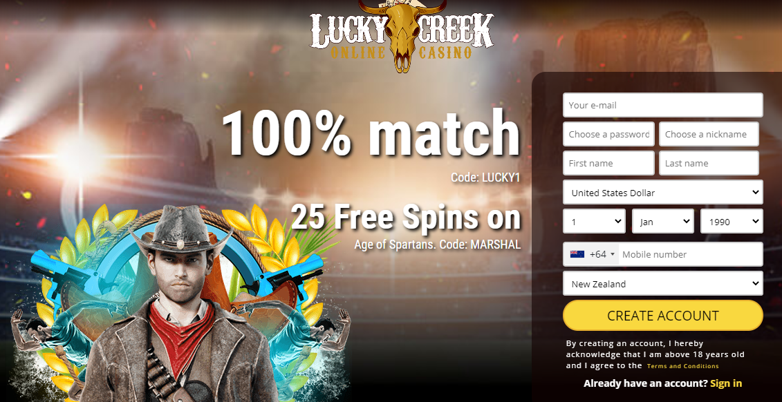 lucky creek casino 2018 free spins